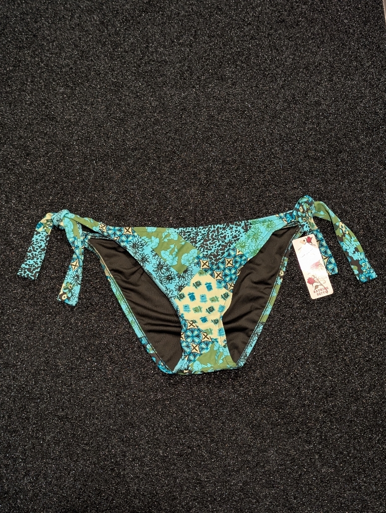Lucky Brand Blue And Green Floral Tie-Side Bikini Bottom